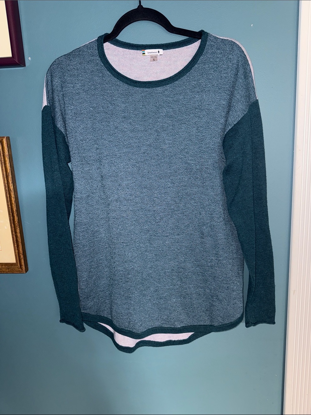 Smartwool Teal and Dark Teal Colorblock Crewneck Sweatshirt